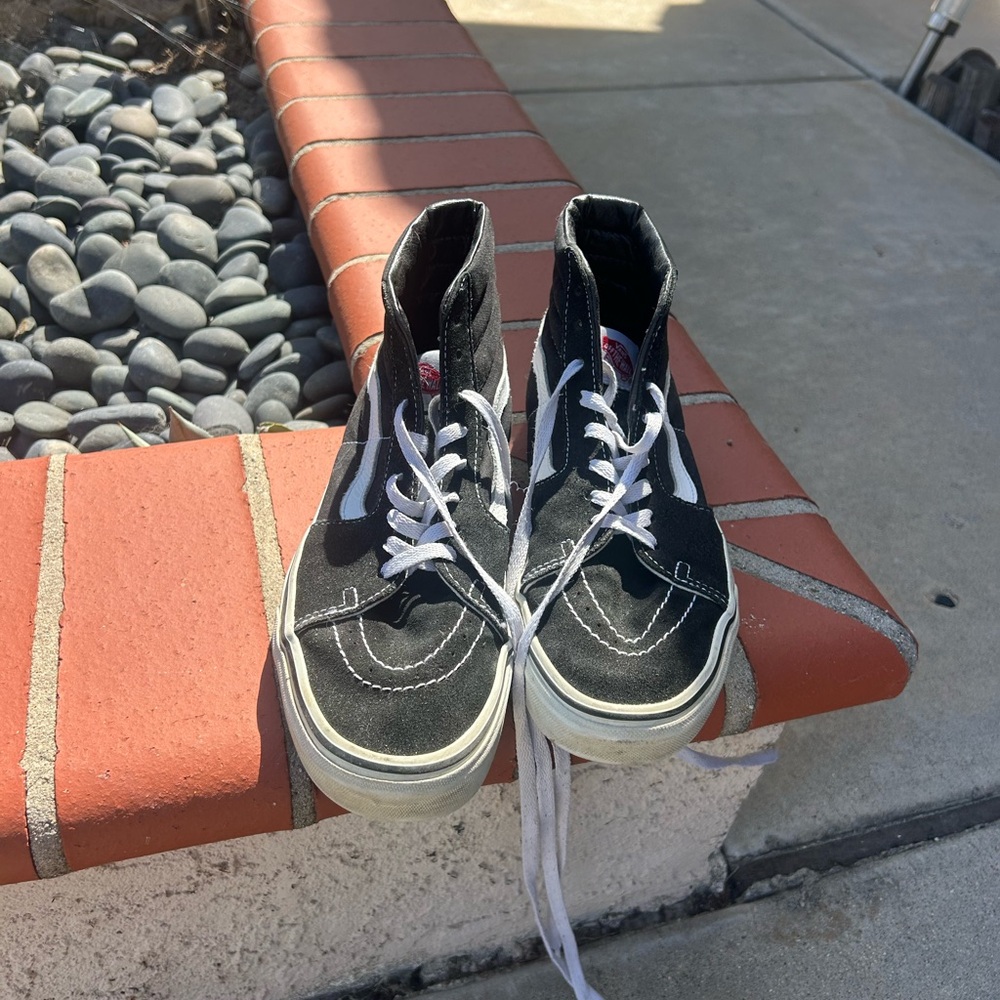 Vans Black and White High-Top Skate Sneakers